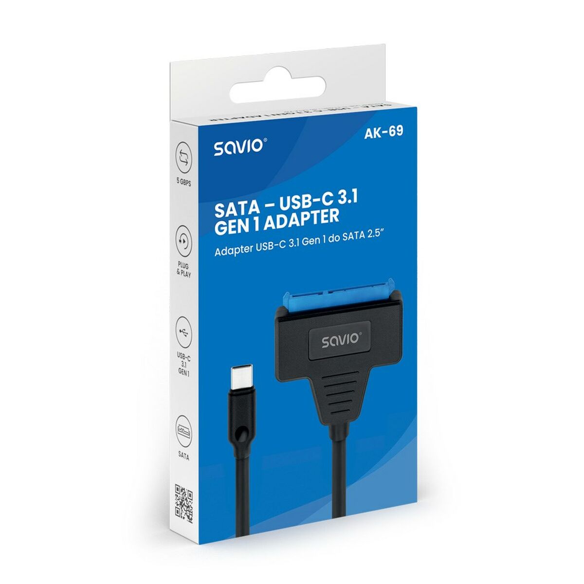 Adapter za trdi disk USB-SATA Savio AK-69 25 cm